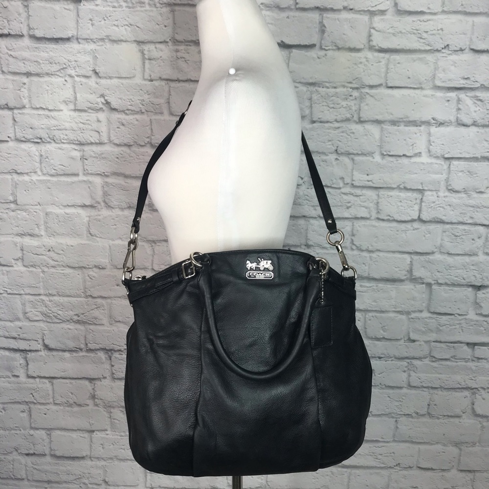 Coach Madison Black Pebbled Satchel Crossbody